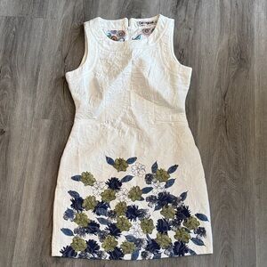 Desigual White Dress with Blue and Green Floral Design